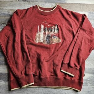 Outdoor Life Vintage Sweatshitt Rust Red Large Labrador Dog Embroidery